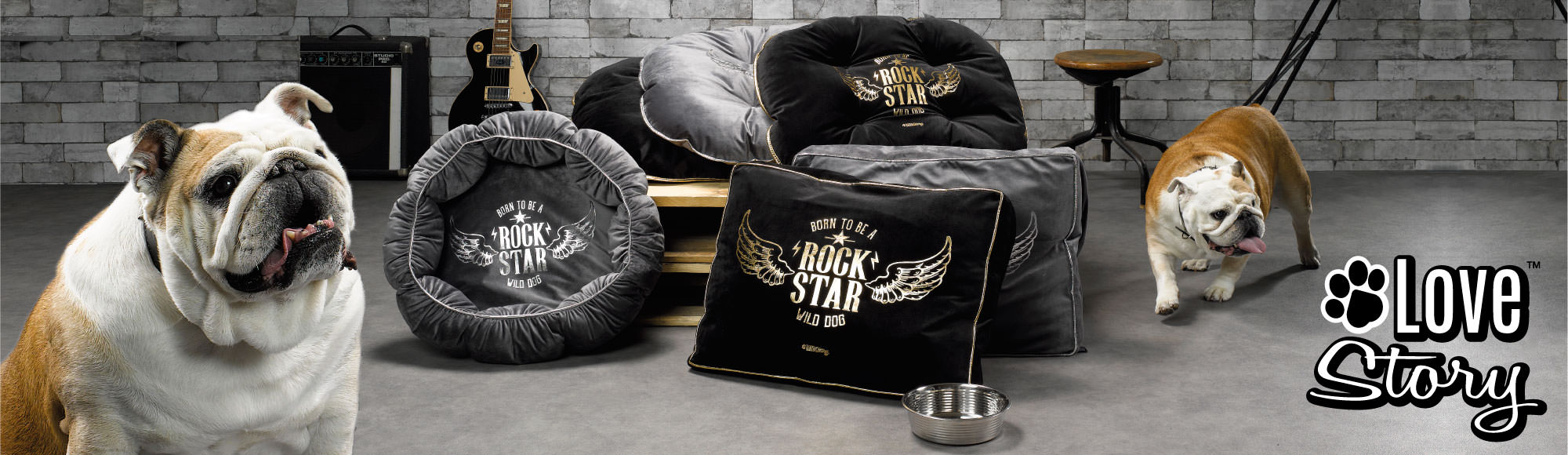 U10 - Marque Love story - Animalerie - Thème Rock Angel - Tapis, coussins, jouets, gamelles