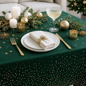 HOMEA - nappe en papier verte sapin avec des étoiles dorées