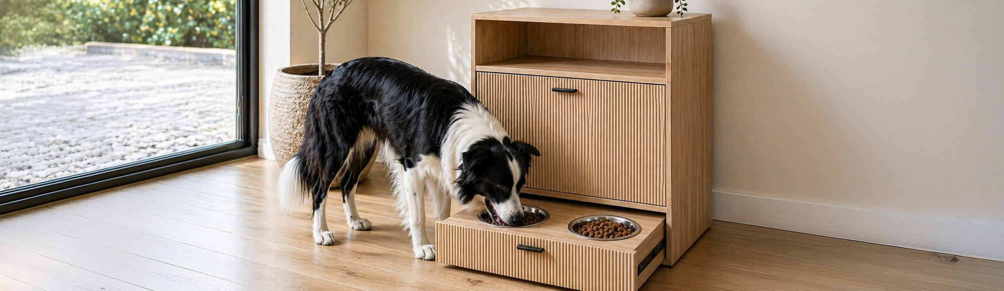 Love Story - Meuble repas en bois cannelé