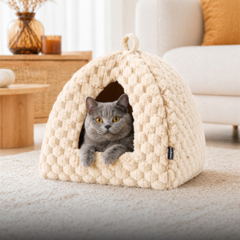 Love Story - Tente pour chat en fausse fourrure blanche
