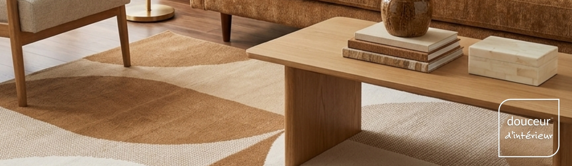 douceur d'intérieur - Groove tapis de salon couleur caramel